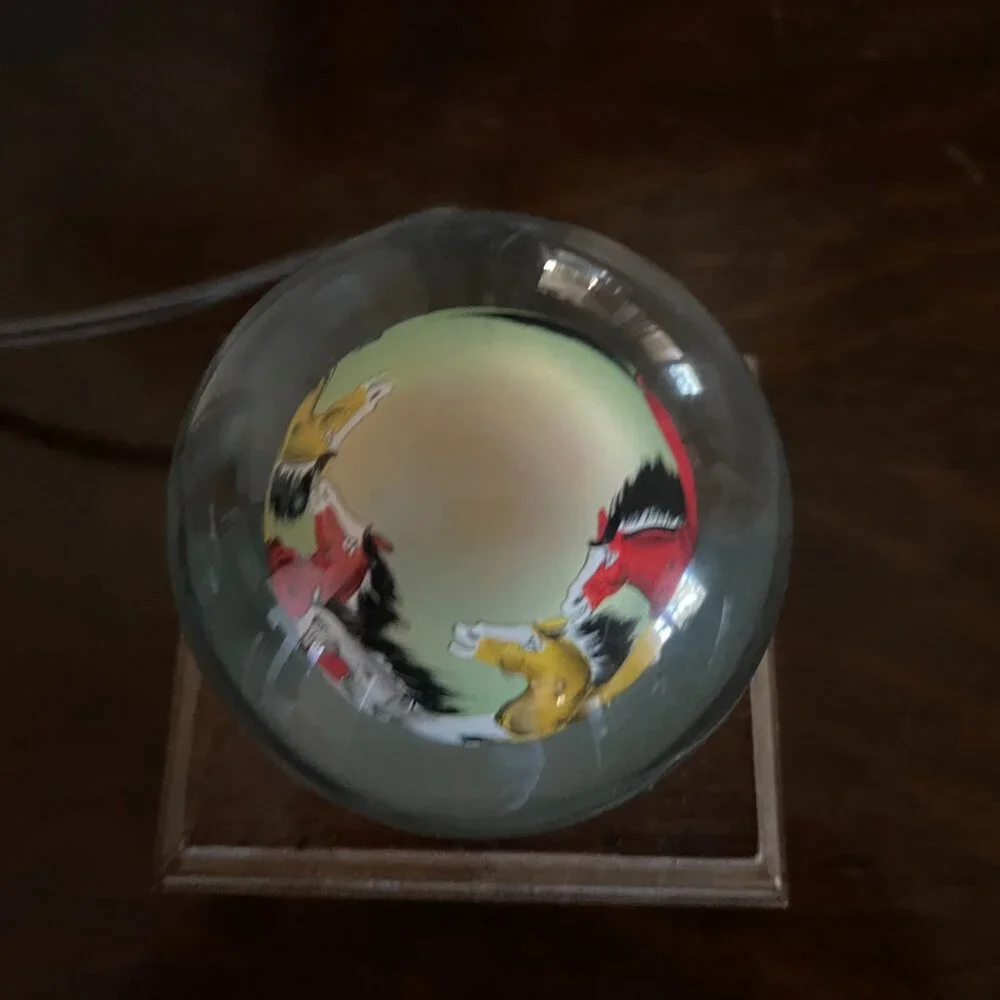 Vintage Chinese Reverse Painting Running Horses Night Light Globe